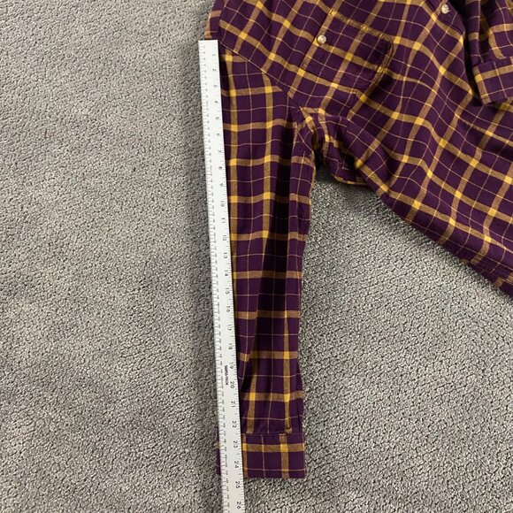 Duluth Trading Co Flannel Shirt Women's 2XL Cotton Purple Yellow Check Plaid - Picture 10 of 11